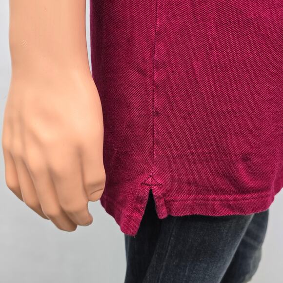 J. Crew Repp Polo Shirt Men XL Burgundy Red Pique Short Sleeve Cotton Mesh - Picture 6 of 11